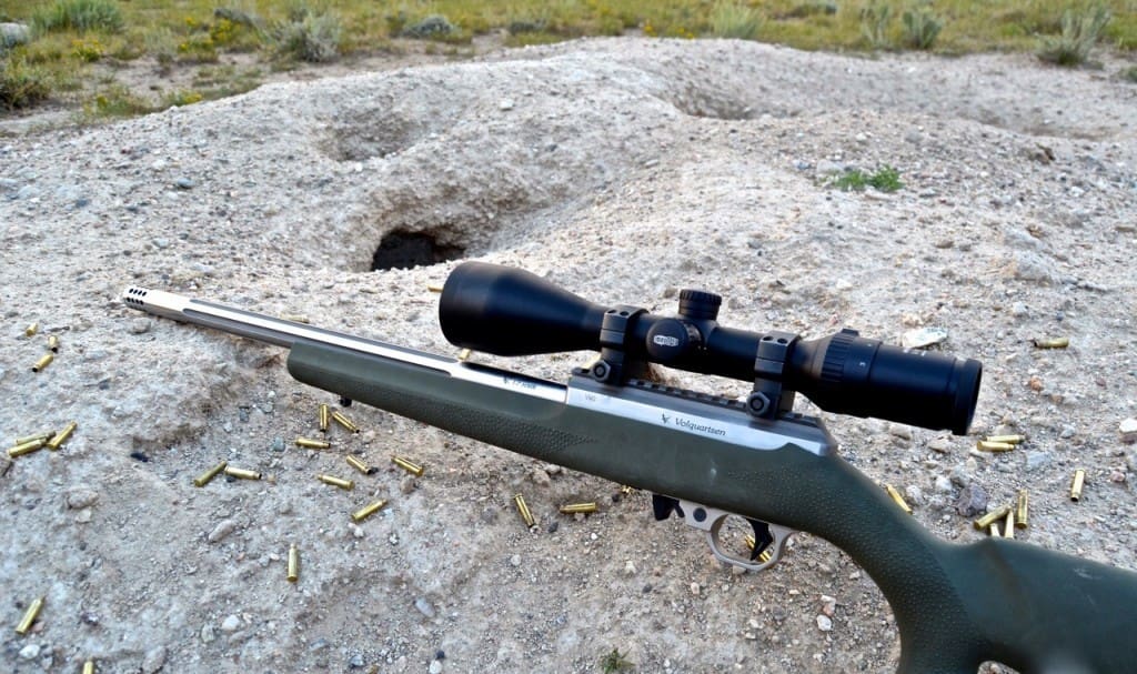 Volquartsen Custom .17HMR. Smooth and accurate. Fluted Bull barrel, compensator, and Meopta Optic.