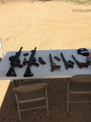 The impressive line-up of firearms available at the media range event from Silencer Shop.