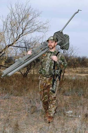 Hunters can set up a tripod in areas with few large trees and move them easily to keep up with game. 