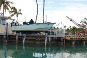 a boat on a lift