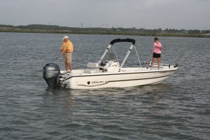 fishing on an outboard boat
