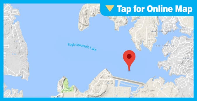 Eagle Mountain Lake HOTSPOT: 50 yards to 300 yards North of Dam