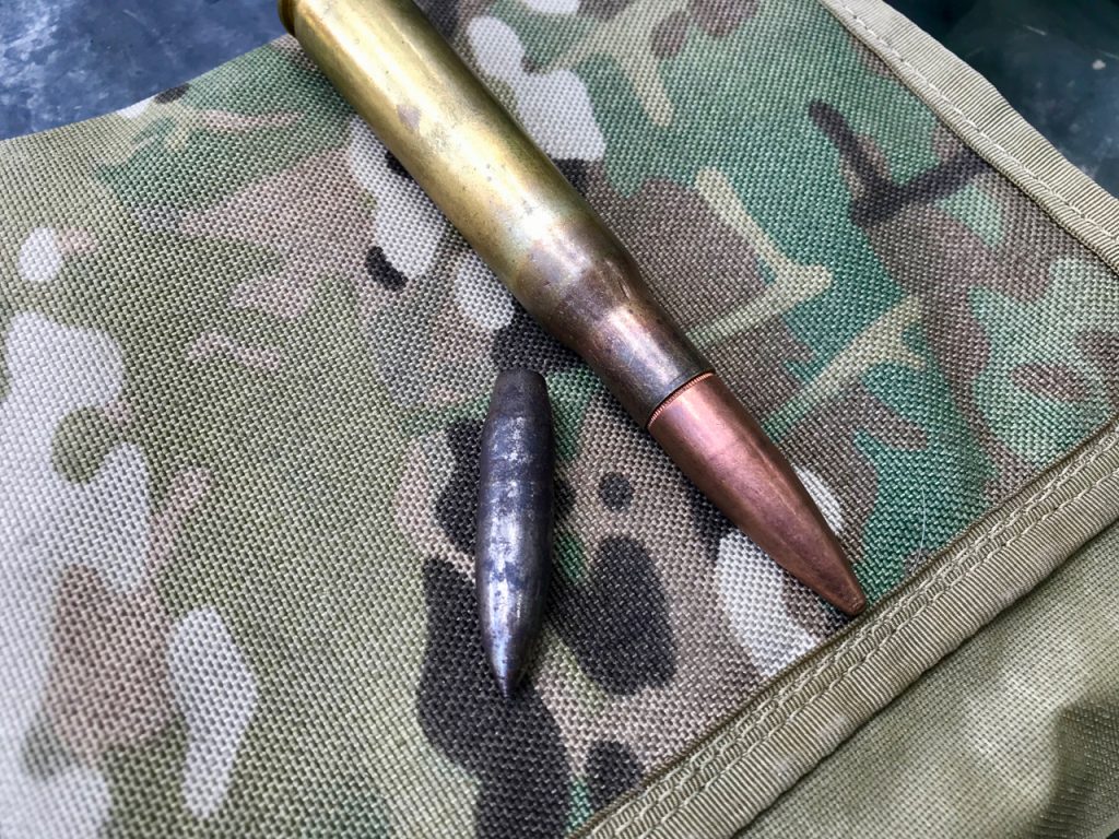 The Recovered .50BMG steel core after exiting the tree and embedding in the gel.