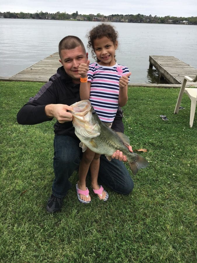 Six-year-old Ava Foreman caught her first fish on Lake Conroe. She was throwing a topwater off a boat dock and the rod bent so far that her dad, CJ, thought she had hooked the dock. To his surprise, she had caught a 22-inch, 4.5-pound largemouth.