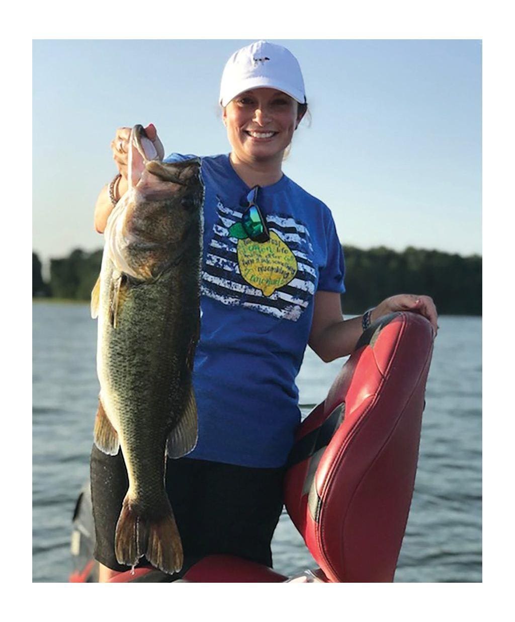 Mandy Allen caught this 8-pound, 25-inch largemouth while fishing in 20 feet of water on Lake Nacogdoches, using a Senko.