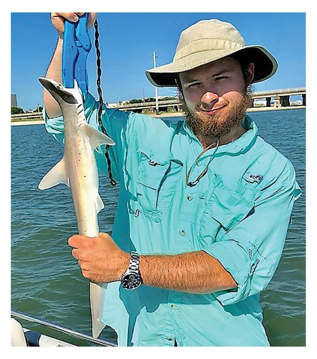 Andy Polk of Boulder, Colorado caught and released this small Atlantic sharpnose shark while fishing with his family along the Galveston North Jetty. Andy makes the long trip from Colorado each Summer to fish along the Texas Gulf Coast.