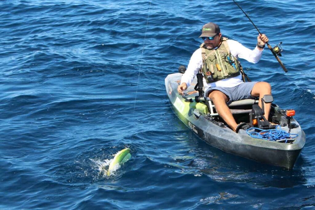 catching mahi on a kayak