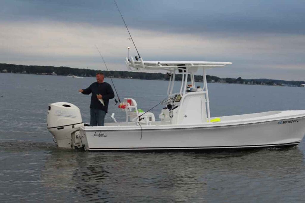 fishing from a boat