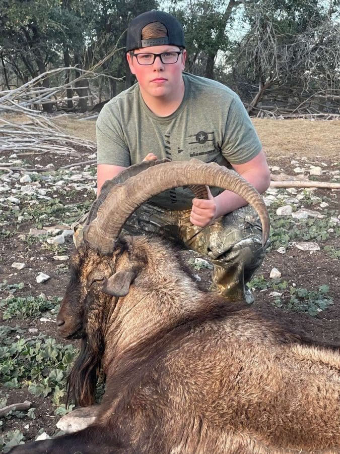 Fourteen-year-old Nathan Childress darted this ibex.