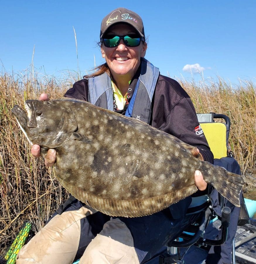 Jenn caught and released this big flounder in 2021.