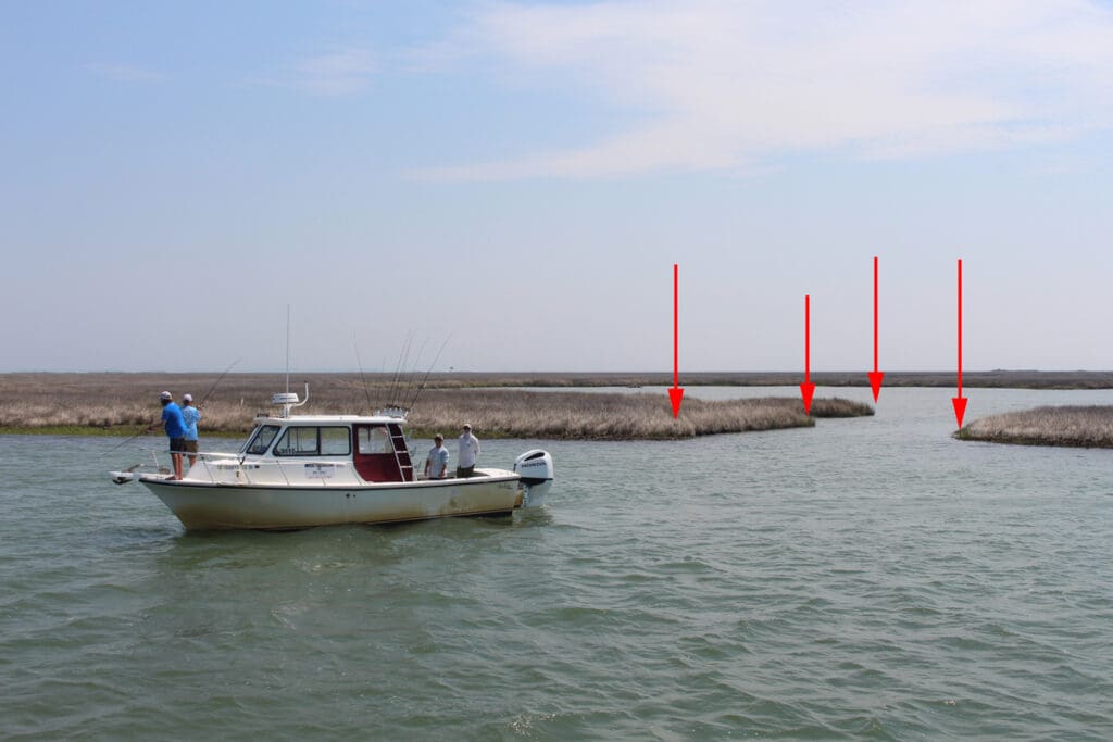 boat fishing a cut