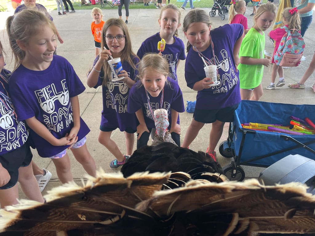 The kids at Little Cypress Christian Academy loved checking out the full body Rio Grande turkey mount at the turkey egg hunt.