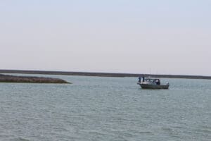 boat casting to marsh point