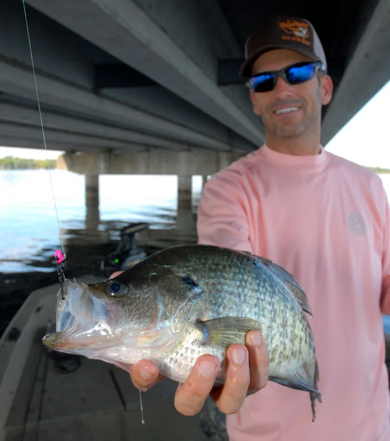 Guide Gary Paris with a typical Lake Fork crappie