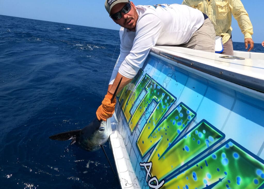 holding a marlin