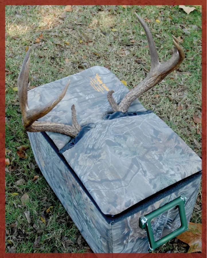 The Trophy Cooler might be a good investment for the care of trophies from field to finish. The cooler features a lid designed so the antlers protrude through the top.