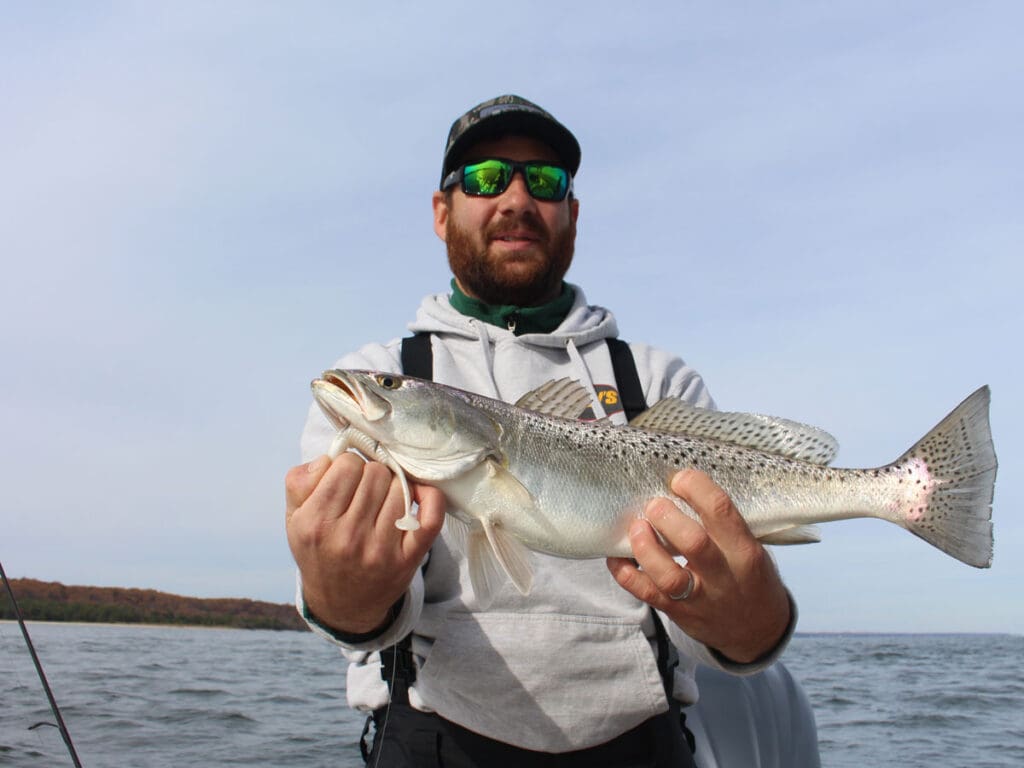 speckled trout on popping cork