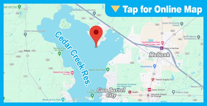 Cedar Creek Lake: Main Lake Humps and Points