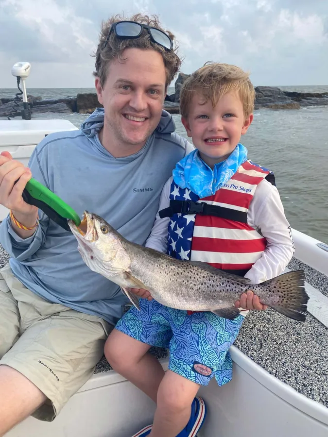 Speckled trout fishing remains strong when drifting oyster reefs in deeper water with soft plastics and croaker.