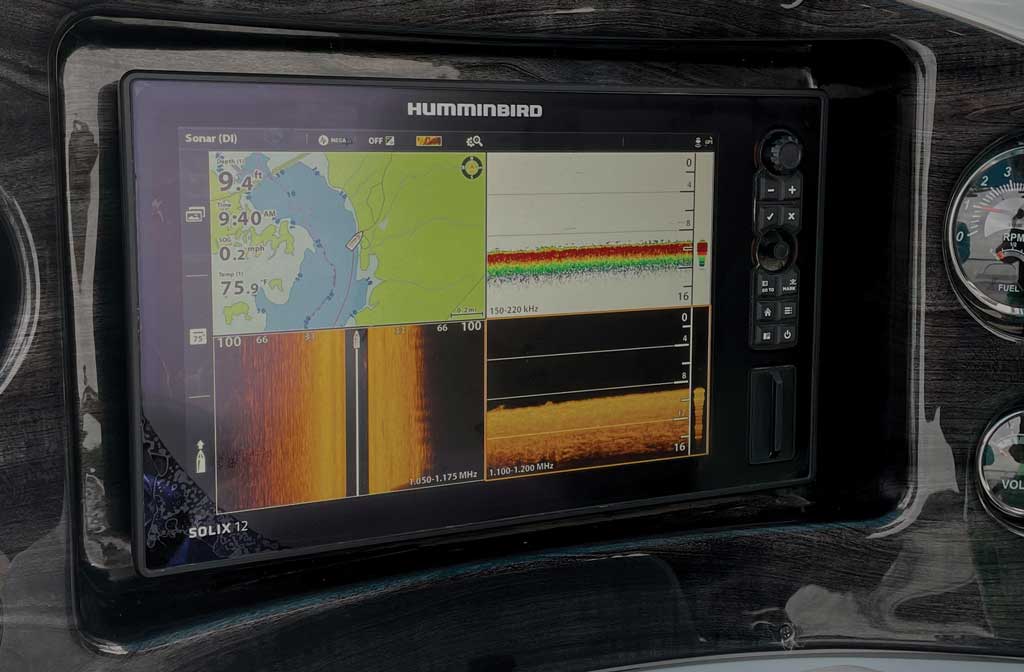 Good electronics are the key to locaitng big bass on the many brushpiles on Lake Conroe