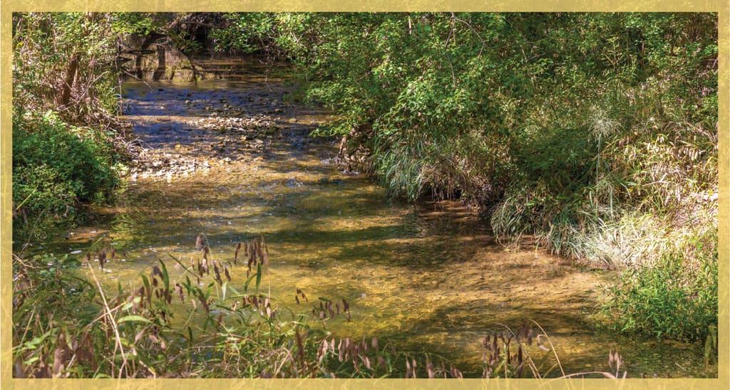 In Texas, a stream is navigable if it retains an average width of 30 feet from the mouth up, including the entire stream bed, not just the area covered by water on a given day.