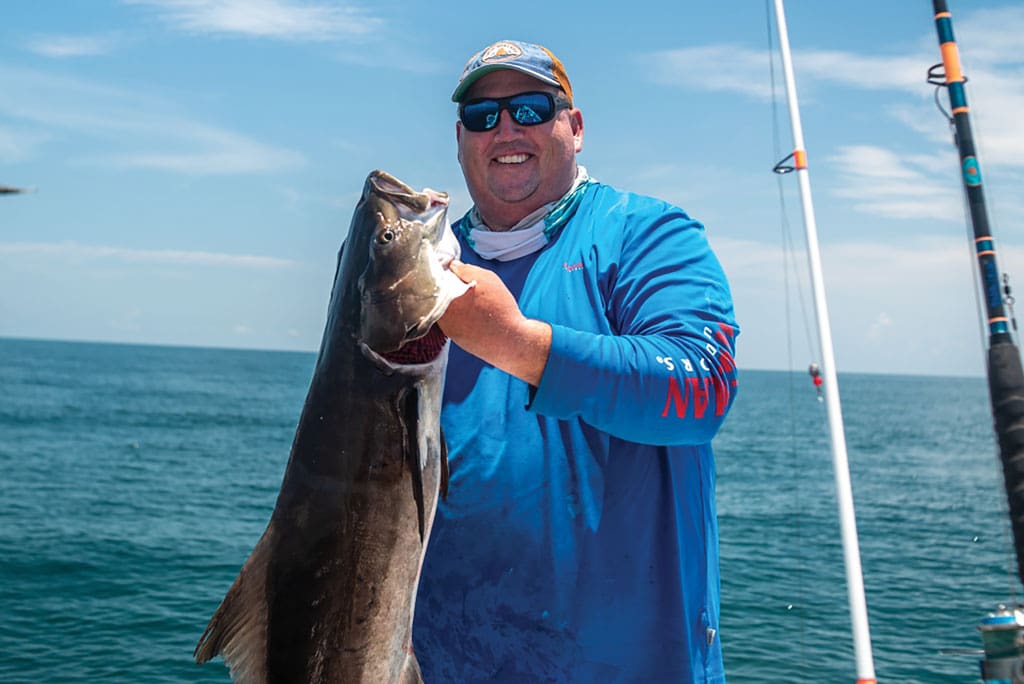 Captain Derek York with a Cobia caught in Texas state waters.