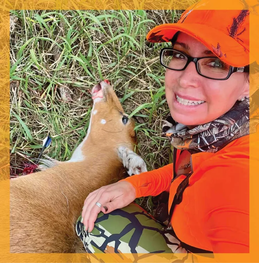 Michelle Rathkamp secured a place on a TPWD draw archery hunt last December, and came away with a rare (one-percent success rate) nilgai kill.