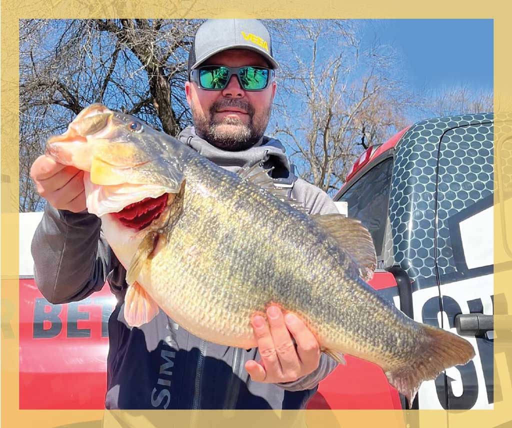Clayton Braddock with his 13.3-pound ShareLunker, the first Legacy Class fish from Lake Tawakoni.