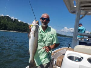 angler with a sea trout