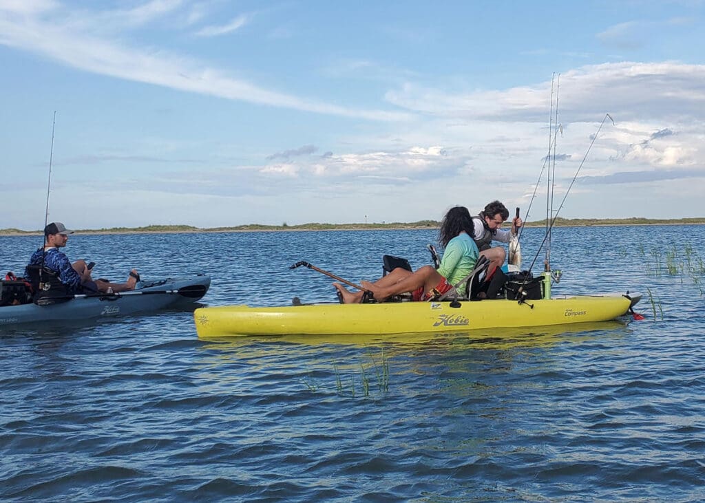 kayak anglers fishing for redfish
