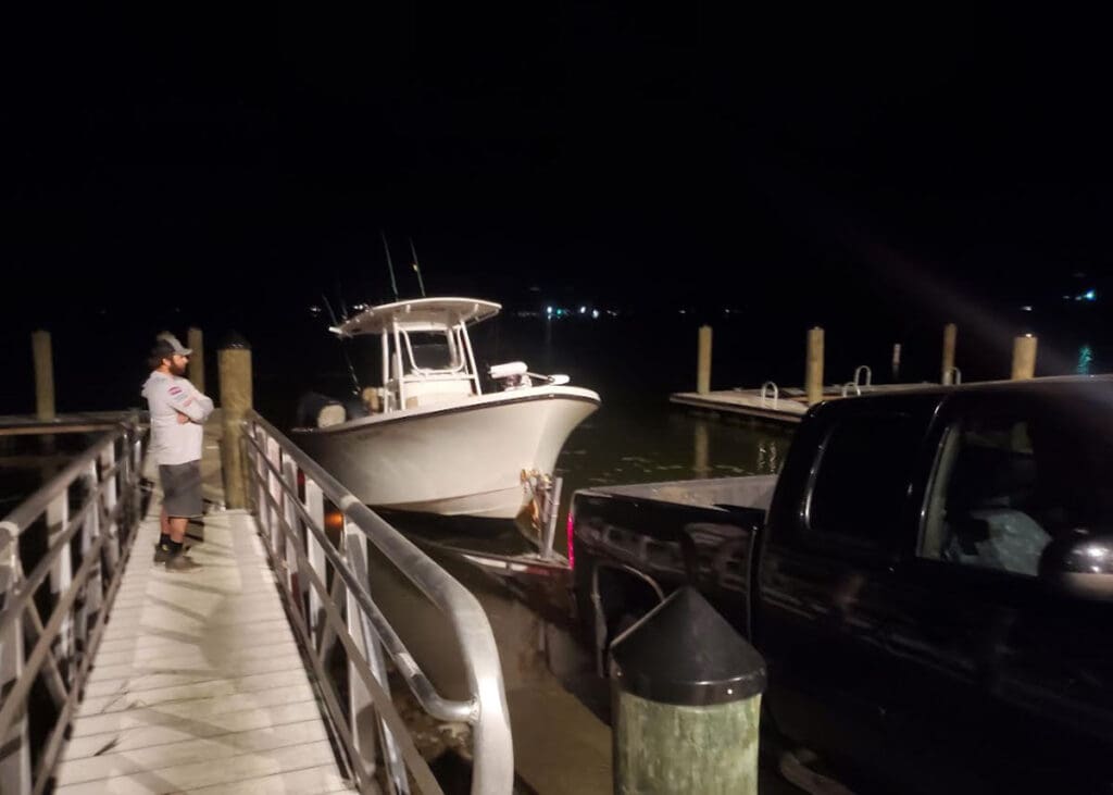 launching a boat at night